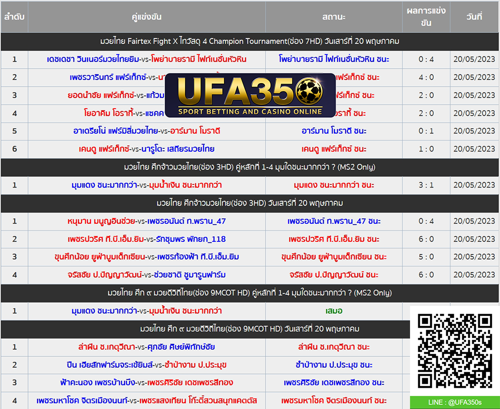 ตารางแข่งมวย